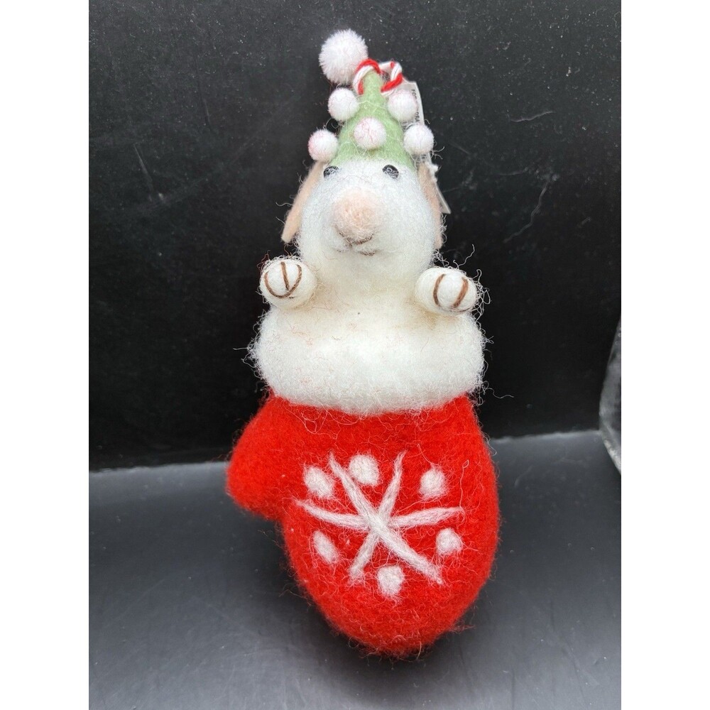 Macy's Holiday Lane Felted Mouse In Mitten Holiday Christmas Ornament NWT